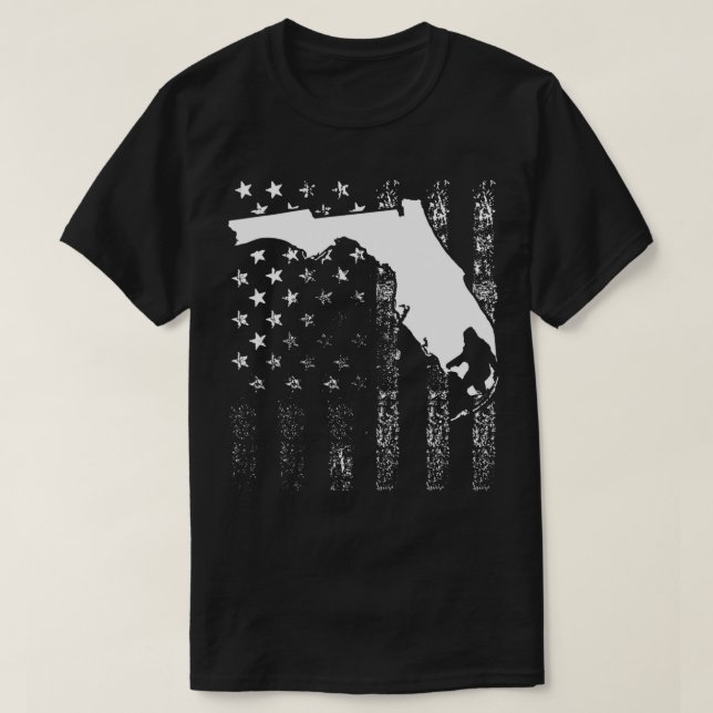 T-shirt Floride Bigfoot Cadeau Sasquatch Drapeau Américain (Design devant)