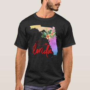 T-shirt Floride Carte Correspondant Vacances Famille Fille