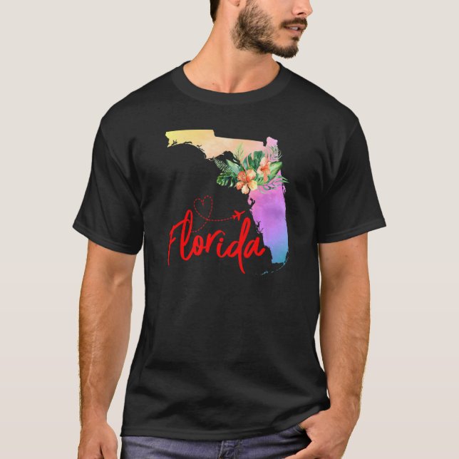 T-shirt Floride Carte Correspondant Vacances Famille Fille (Devant)