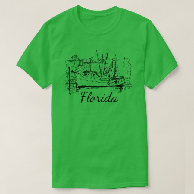 T-shirt Floride classique crevette bateau long manche (Design devant)