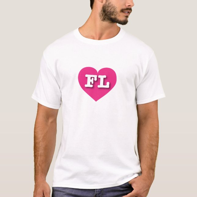 T-shirt Floride Hot PInk Heart - J'aime FL (Devant)