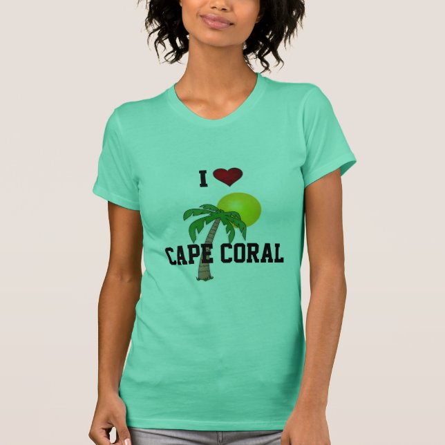 T-shirt Floride : I Love Cape Coral palmier et soleil (Devant)