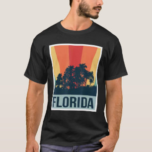 T-shirt Floride Palm Trees Retro Vintage Skyline Miami Bea