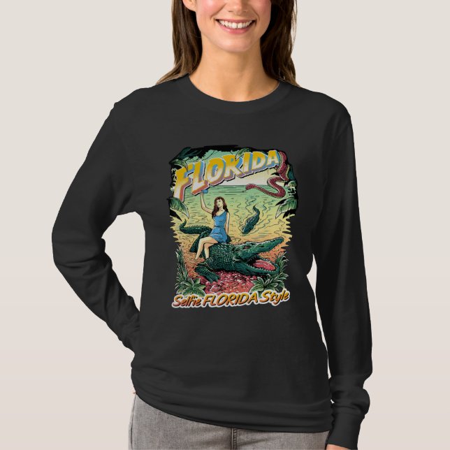 T-shirt Floride Selfie Voyage Alligator Selfie (Devant)