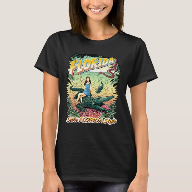 T-shirt Floride Selfie Voyage Alligator Selfie (Devant)