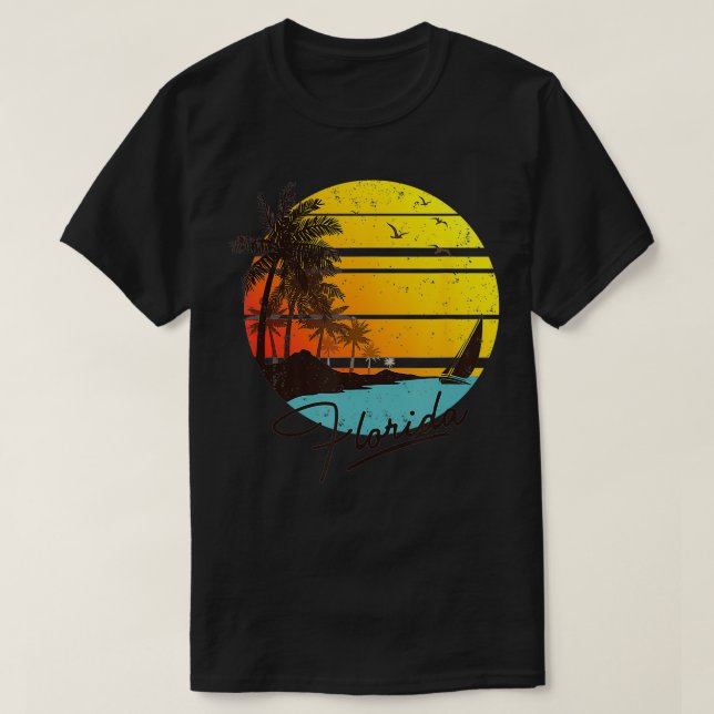 T-shirt Floride Sunshine State Rétro Summer Tropical Beach (Design devant)