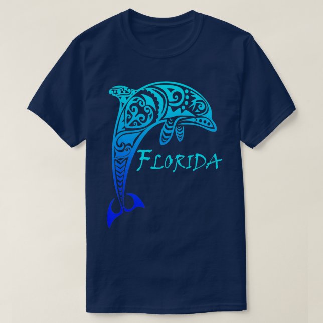 T-shirt Floride Vacances Vintage Retro Dolphin (Design devant)