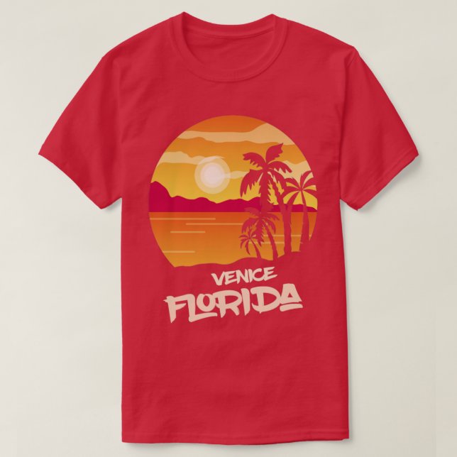 T-shirt Floride Venise Vacances Palmiers Océan Surf (Design devant)