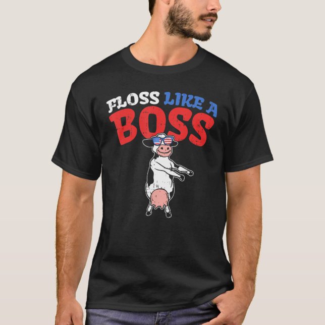 T-shirt Floss Comme Un Patron Danse Vache Flossing 4 Juill (Devant)