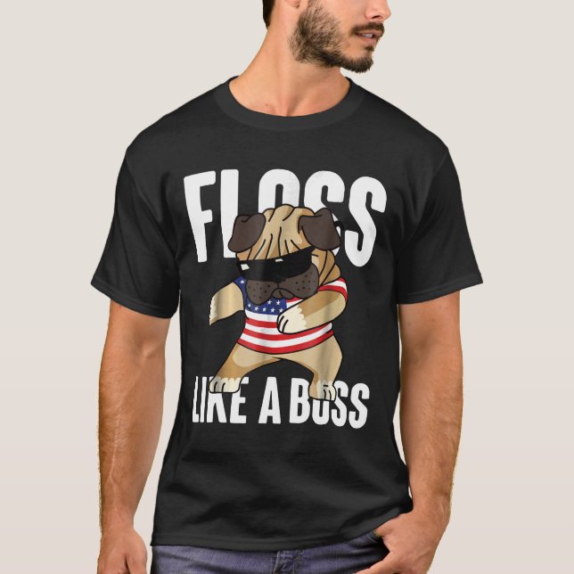 T-shirt Floss Comme Une Chemise Boss Drôle Carlin Flossant (Devant)