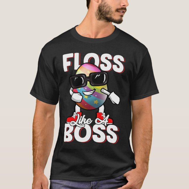 T-shirt Floss Like A Boss Flossing Egg Sunglasses Happy Ea (Devant)