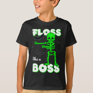 T-shirt Floss Like A Boss Skeleton Halloween Boys Girls Ki