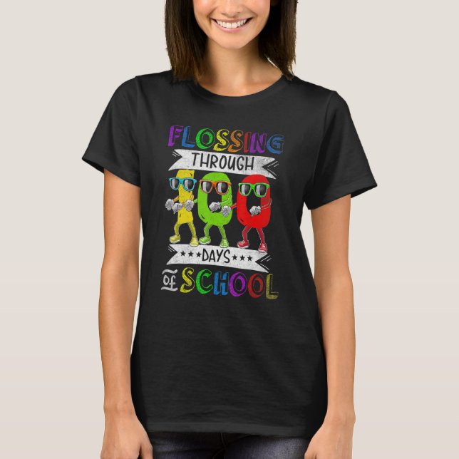 T-shirt Flossing through 100 Days of School 100th Day Smar (Devant)