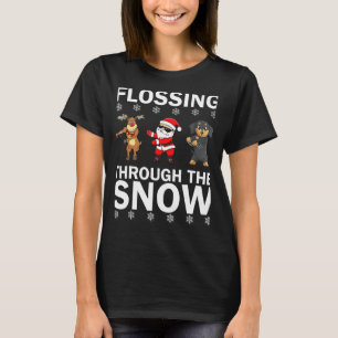 T-shirt Flottant À Travers La Neige Père Noël Reindeer Dac