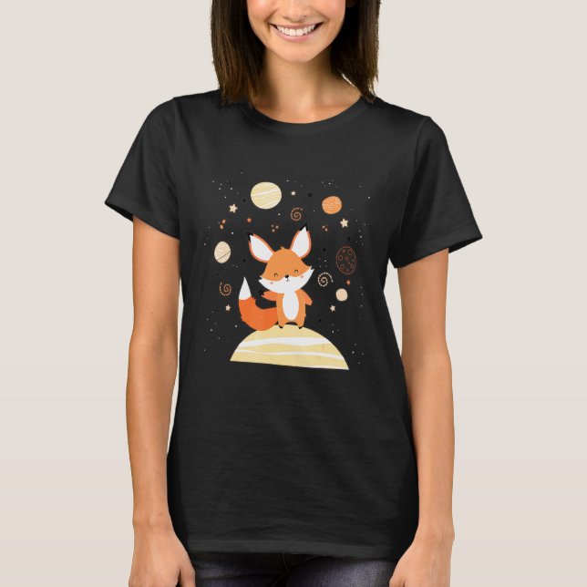 T-shirt Flottant De Renard De L'Espace Rouge Dans L'Espace (Devant)