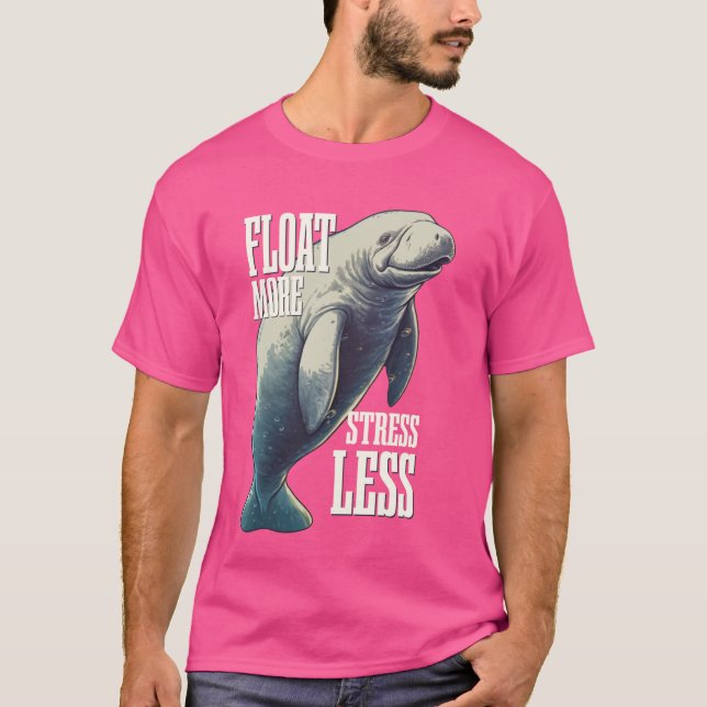 T-shirt Flotter Plus De Stress Moins De Vache Mer Manatée (Devant)