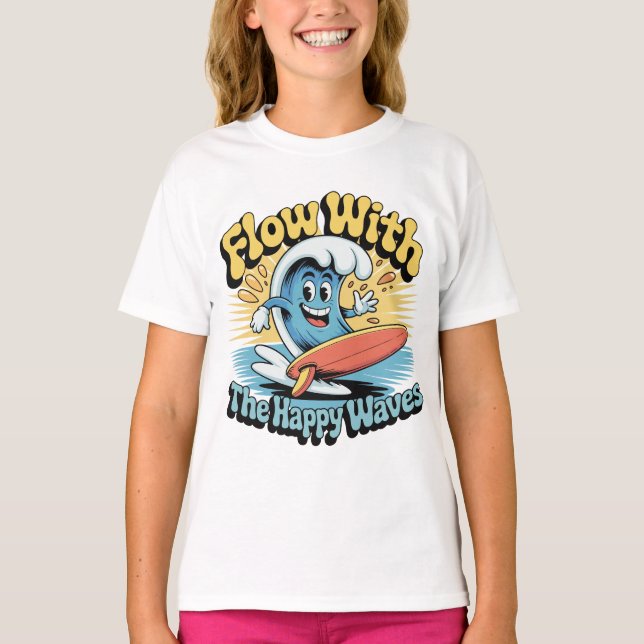 T-shirt Flow With The Happy Waves Kids Surf Shirt (Devant)