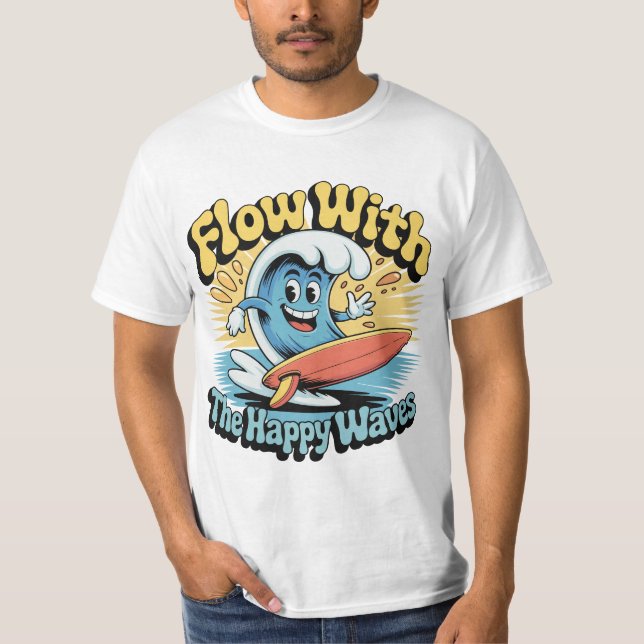 T-shirt Flow With The Happy Waves Surf Style Men’s Tee (Devant)