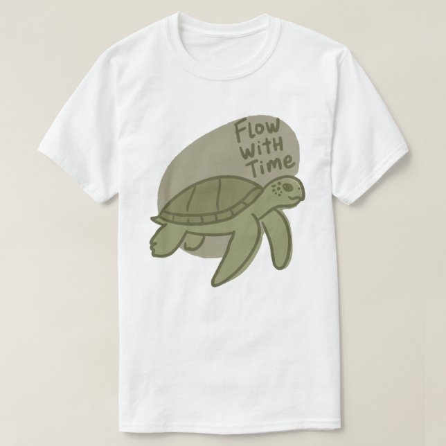 T-shirt Flow With Time Sea Turtle Illustration (Design devant)