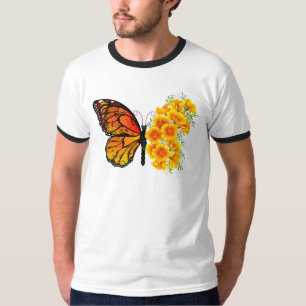 T-shirt Flower Butterfly with Yellow California Poppy
