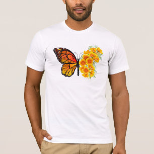 T-shirt Flower Butterfly with Yellow California Poppy