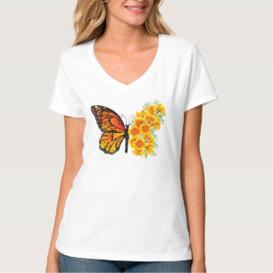 T-shirt Flower Butterfly with Yellow California Poppy