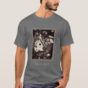 T-shirt Flower Garden Bird House noir blanc personnalisé
