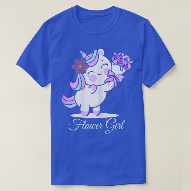 T-shirt Flower Girl, Bride Unicorn Flowers Married Wedding (Design devant)