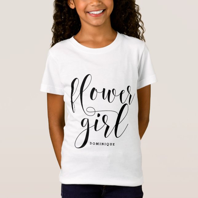 T-Shirt Flower Girl Moderne Calligraphie Personnalisée (Devant)