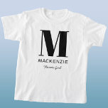 T-shirt Flower Girl Nom du monogramme<br><div class="desc">La typographie moderne minimaliste monogramme design qui peut être modifié pour personnaliser. Idéal pour une Flower Girl à la Fête des mariées ou à la fête de Bachelorette,  ou comme une fête de mariage amusante faveur ou cadeau.</div>