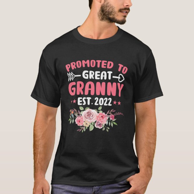 T-shirt Flower New Grandma Grandparent Promoted To Great G (Devant)
