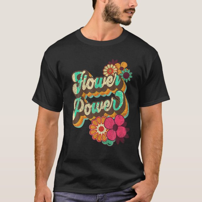 T-shirt Flower Power 60s les années 70 Hippie Retro Super  (Devant)