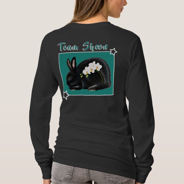 T-shirt Flower Power: black with orchids  (Dos)