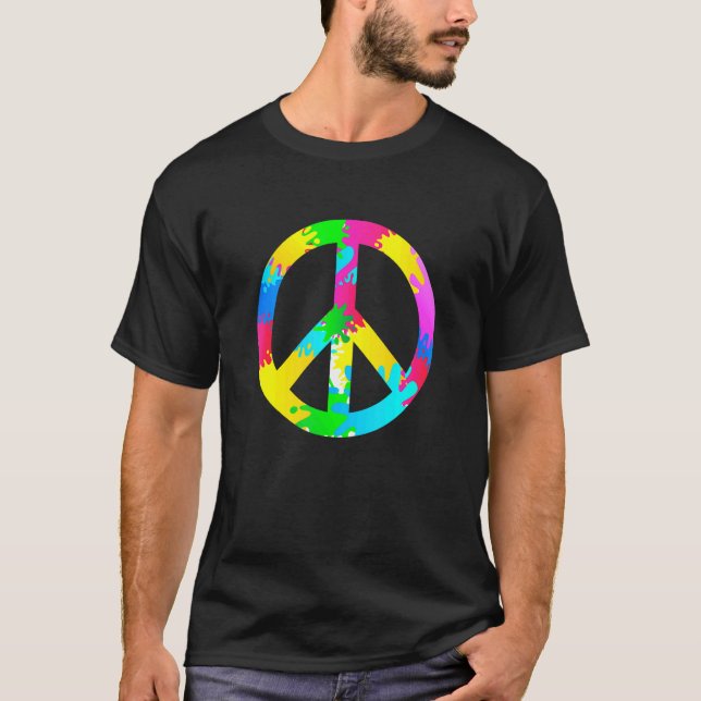 T-shirt Flower Power Peace Hippie Love 60s 70s Costume Ret (Devant)