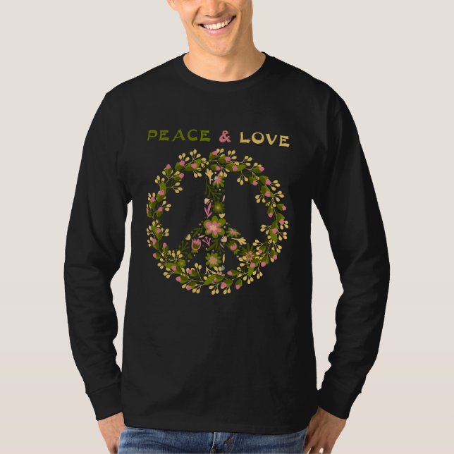 T-shirt Flower Power Peace Love  60s 70s Hippie Costume (Devant)
