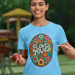 T-shirt Flower Power Retro Vintage 60's Custom
