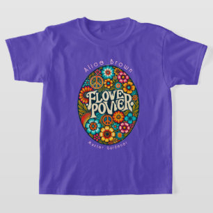 T-shirt Flower Power Retro Vintage 60's Custom Girls
