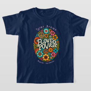T-shirt Flower Power Retro Vintage 60's Custom Girls