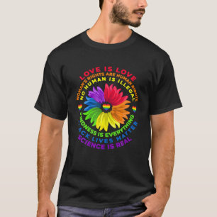 T-shirt Flower Rainbow Human Black Lie Droits de vie Scien