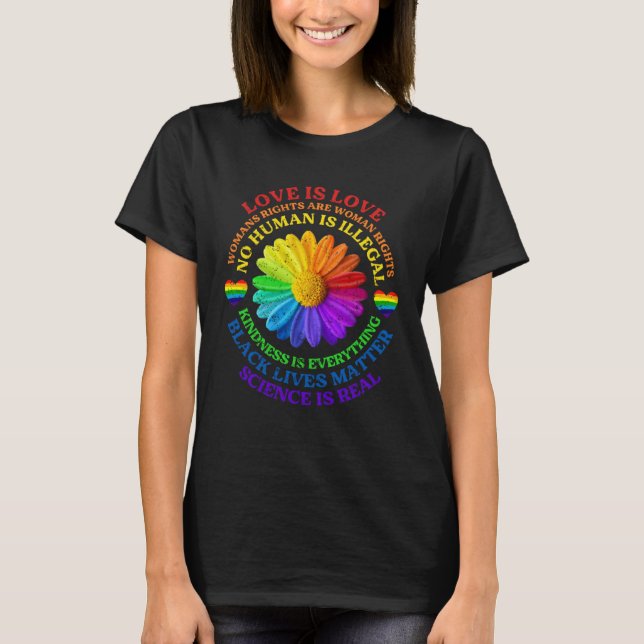 T-shirt Flower Rainbow Human Black Lives Rights Science LG (Devant)