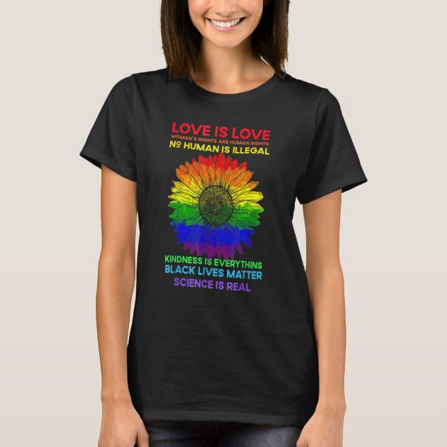 T-shirt Flower Rainbow Human Black Lives Rights Science Lg (Devant)