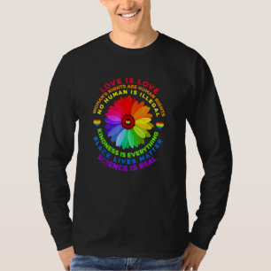 T-shirt Flower Rainbow Human Black Vie Droits Sciences Lg