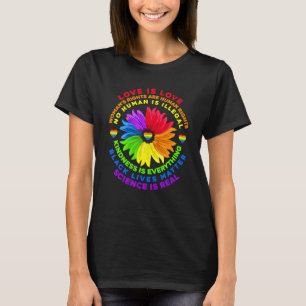 T-shirt Flower Rainbow Human Black Vie Droits Sciences Lg