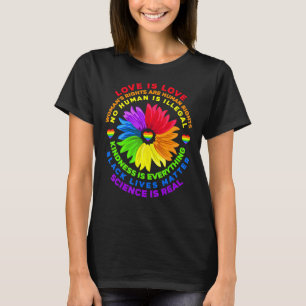 T-shirt Flower Rainbow Human Black Vie Droits Sciences Lg