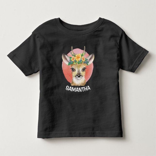 T-shirt Flower Raindeer Watercolor Toddler (Devant)