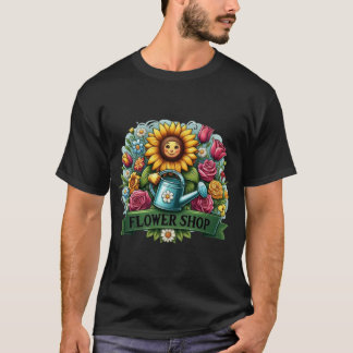 T-shirt Flower Shop Sunflower with Watering Can