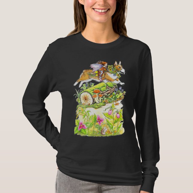 T-shirt Flower With Welsh Corgi Dogs (Devant)