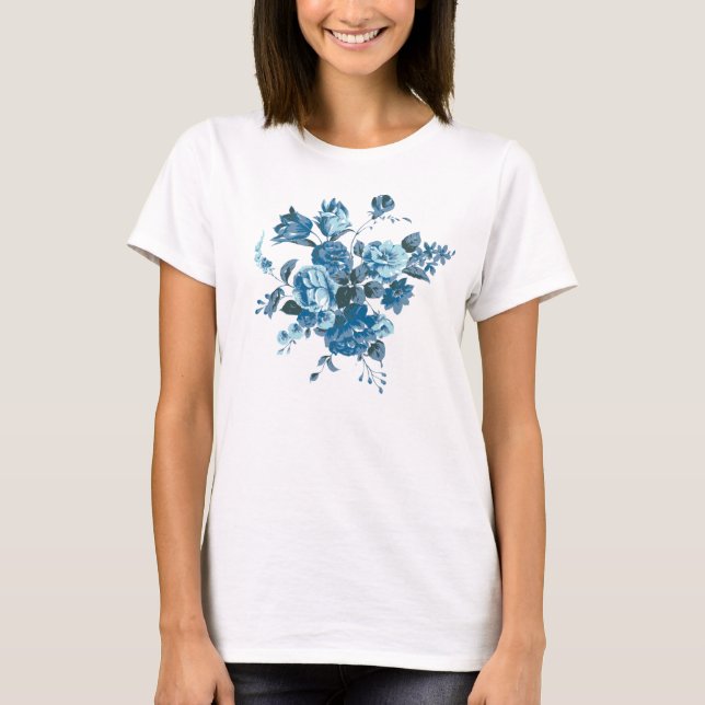 T-shirt flowers bouquet blue (Devant)