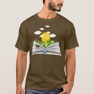 T-shirt flowers growing from book Sticker addicted to read