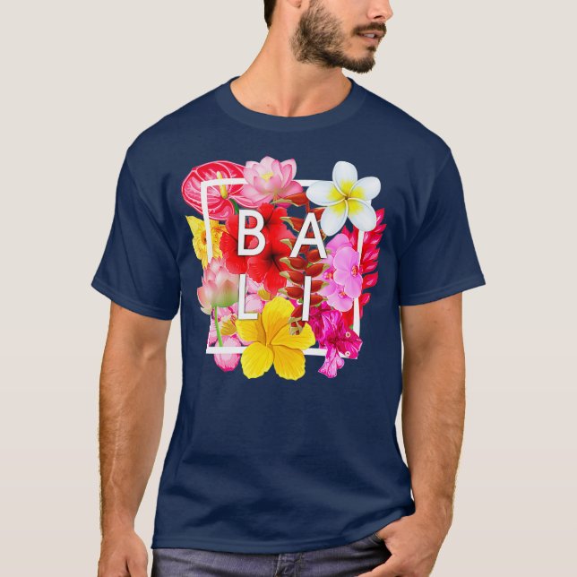 T-shirt Flowers of Bali Word Art Bali Indonesia (Devant)